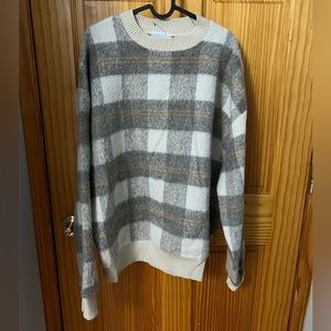 OAK + FORT plaid oversized sweater / sweatshirt.